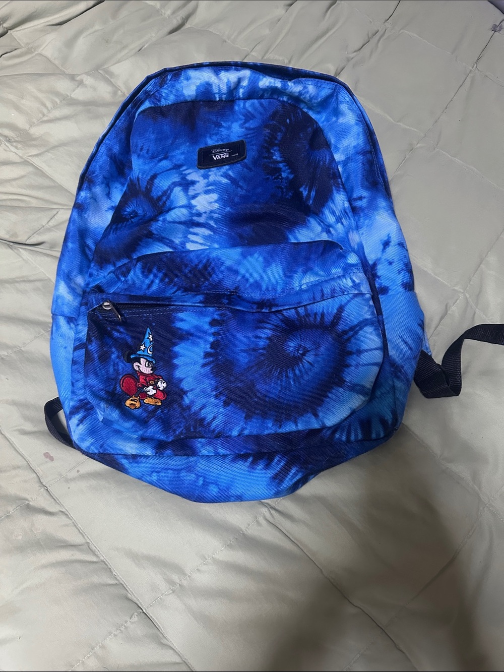 Vans : Blue Tie-Dye Backpack Disney Mickey Embroidery.